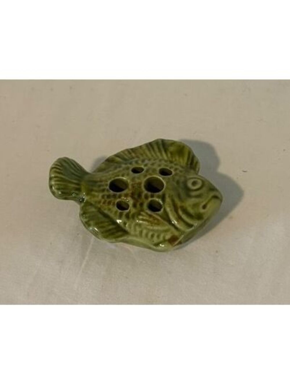 Antique Brush McCoy Fish Flower Frog 1915 Green Majolica Art Pottery Figural